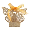 Scatola bomboniera a farfalla dorata tagliata al laser con glitter e nastro decorativo - Oro Rosa Scintillante