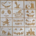 Set di 12 stencil di Halloween in PET con zucche e fantasmi per decorazioni fai-da-te - Modello Serie Halloween (12 Fogli)