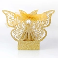 Scatola regalo farfalla dorata tagliata al laser in carta glitterata con nastro oro - Giallo Oro Scintillante