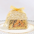 Elegante goldene lasergeschnittene Rosenschachtel mit gelbem Organzaband und Glitzer - Glitzer Roségold und Reflektierendes Gold