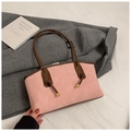 Pink suede tote bag with brown leather handles and elegant gold metal accents - Pink Without Pendant