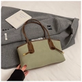 Grey-green and brown suede tote bag with knotted handles and gold metal accents - Green Without Pendant