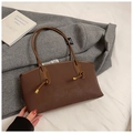 Vintage dark brown matte faux leather tote bag with elegant knot details and gold hardware - Coffee without Pendant