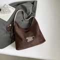 Brown leopard print bucket bag with bear patch and colorful beaded tassel detail - Coffee (With Charm)
