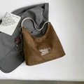 Brown suede leopard print hobo bag with white embroidery and star pendant charm - Brown (With Pendant)