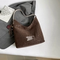 Brown leopard bucket bag with cream strap and retro tassel charm for women - Leopard Coffee (With Charm)