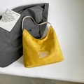 Yellow faux suede leopard print hobo bag with nice to meet duoduo embroidery - Yellow (No Pendant)
