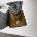 Brown leopard tote bag with embroidery and cream shoulder strap in a retro style - Brown (Without Pendant)