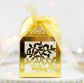 Boîte cadeau dorée découpée au laser avec ruban en organza pour mariage et fêtes - Or Réfléchissant