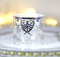 Silver laser-cut hollow napkin ring with heart pattern for wedding and hotel decor - Reflective Silver