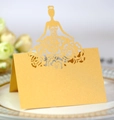 Marque-place doré découpé au laser avec silhouette de fille pour table de fête - Doré