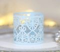 Hollow out light blue paper lampshade for tea lights with elegant heart pattern - Light Blue