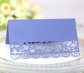 Marque-places de mariage violets en papier perlé avec découpe laser de dentelle élégante - Bleu Saphir