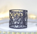 Elegant hollow heart laser cut candle wraps with intricate floral patterns for decoration - Black Khaki