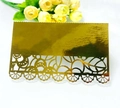 Elegant gold hollow lace wedding place card with floral laser-cut pattern design - Reflective Gold