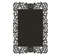 Laser cut lace frame card with intricate floral scroll patterns on pearlescent paper - Black