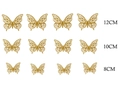 Set of 12 golden hollow butterfly wall stickers in sizes 12cm, 10cm, and 8cm for home decor - Reflective Gold