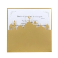 Laser cut champagne gold hollow invitation card with mosque pattern and inner sheet - Beige Gold