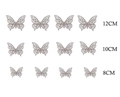 Set of 12 champagne gold 3D butterfly wall stickers with hollow heart pattern in 3 sizes - Reflective Silver