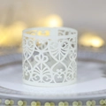 Rond de serviette en papier nacré blanc avec motif de cœur découpé au laser pour décoration - Ivoire