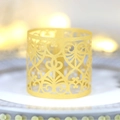 Elegant gold laser-cut heart pattern napkin ring made of premium pearlescent paper - Gold