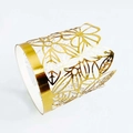 Elegant gold laser-cut floral tea light holder sleeve with hollow decorative pattern - Reflective Gold