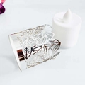 Silver laser-cut hollow tea light paper shade with elegant floral patterns and LED candle - Reflective Silver