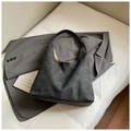 Minimalist black matte hobo bag with khaki lining for chic office and commuter wear - Black without Pendant