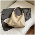 Minimalist beige hobo tote bag in premium matte faux leather for versatile daily commute - Khaki (No Pendant)