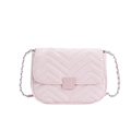 Rosafarbene Stepptasche mit V-Muster, Kettenriemen und quadratischem Verschluss - Ohne Anhänger / Rosa