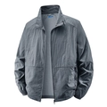 Men's grey lightweight sun protection jacket with stand collar and zipper closure - Dark Gray / M