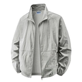 Men's light gray stand collar windbreaker jacket, thin breathable summer sun protection coat - M / Light Gray
