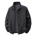Men's black lightweight sun protection jacket with stand collar and zip pockets - M / Black