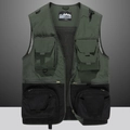 Gilet de pêche extérieur imperméable avec poches multiples en vert armée et noir - M / Vert Militaire