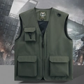Gilet outdoor verde scuro ad asciugatura rapida con multitasche per pesca e fotografia - S / Verde Militare