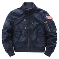 Giacca bomber militare blu scuro con toppe tattiche e tasche funzionali esterne - S / Blu scuro