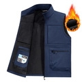 Chaleco softshell exterior para hombre con multibolsillos, forro polar cortavientos azul - M / Azul oscuro