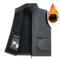 Chaleco softshell de exterior para hombre en gris oscuro con forro polar y bolsillos - M / gris oscuro