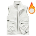 White softshell vest with multi-pockets and fleece lining for outdoor activities - M / Off White