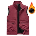 Chaleco de exterior para hombre en color burdeos con forro polar y bolsillos con cremallera - M / Burdeos