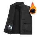 Black outdoor vest for men with fleece lining and multiple pockets for warmth and utility - 3XL / Black
