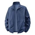 Men's blue UV protection sun jacket in lightweight ice silk fabric for fishing - Dark Blue / M
