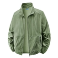 Chaqueta ligera de protección UV verde salvia con cuello alto para hombres - M / Verde Militar