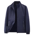 Men's navy blue casual windbreaker with full zip and protective stand-up collar - M / Dark Blue