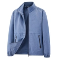 Men's grey-blue lightweight windbreaker jacket with stand collar and mesh lining - M / Denim Blue