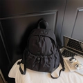 Zaino minimalista in nylon nero con tasca a coulisse e spallacci larghi regolabili - Nero