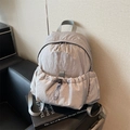 Zaino in nylon grigio chiaro con tasca frontale a coulisse e doppia chiusura lampo - Grigio