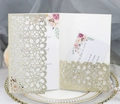 Elegante set di inviti di nozze tagliati al laser in oro glitterato con scheda RSVP - Ciano Oro