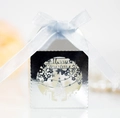 Detailed laser-cut snowflake and Christmas tree on a silver metallic candy gift box - Reflective Silver