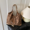 Sac cabas motif léopard classique avec anses marron et détail de nœud élégant - Marron